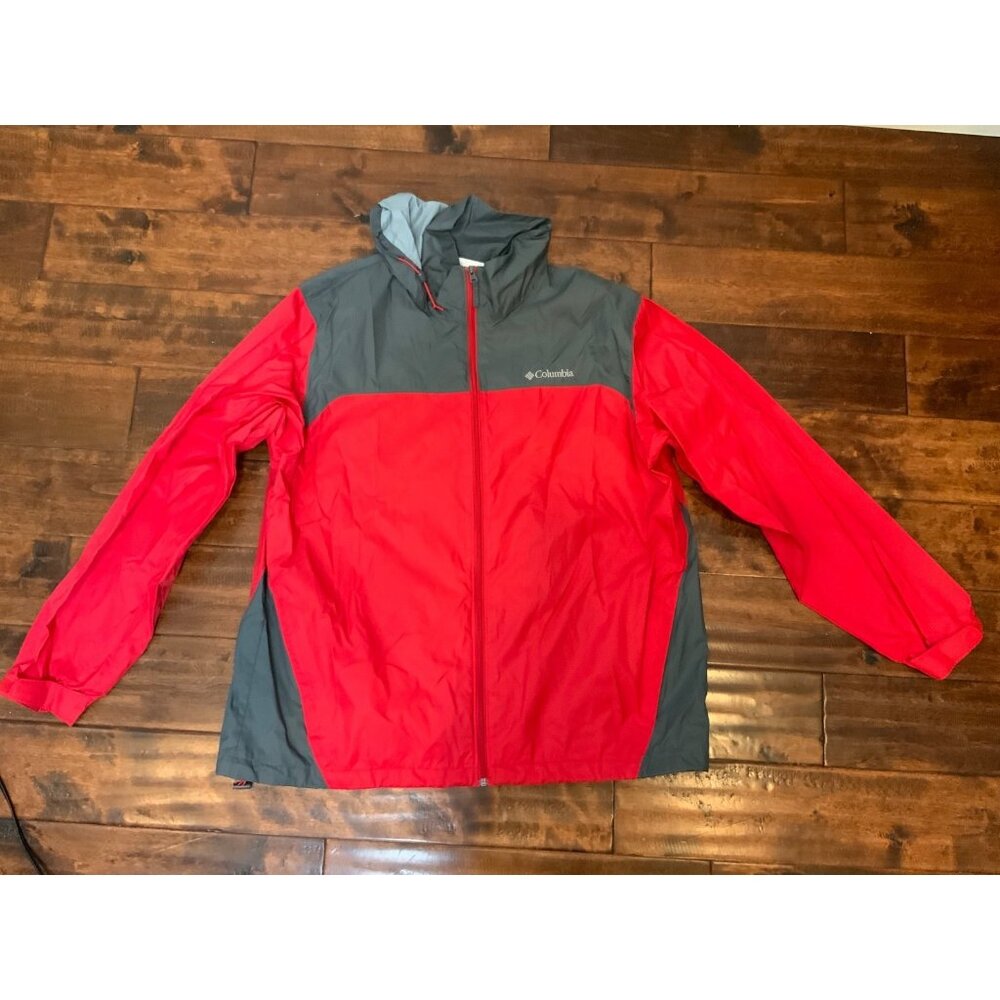 Columbia Red Hooded Zip-Up Windbreaker Jacket, Size XL